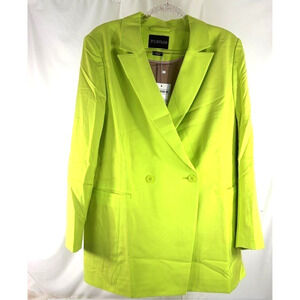 Wildfang The Empower Double Breasted Blazer Neon Lime Green XL Modern Artsy Chic